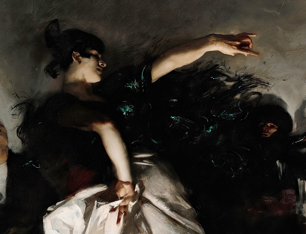 Dancer's extended arm in El Jaleo